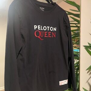Peloton Black Long Sleeve Tee with Red and White Accents